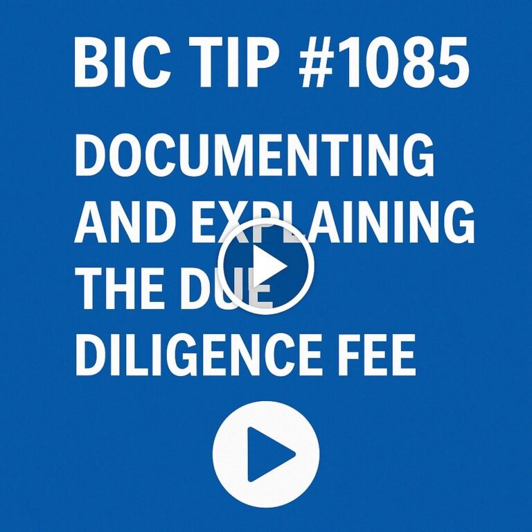 BIC Tip #1085-Documenting & Explaining the Non-Refundable DD Fee