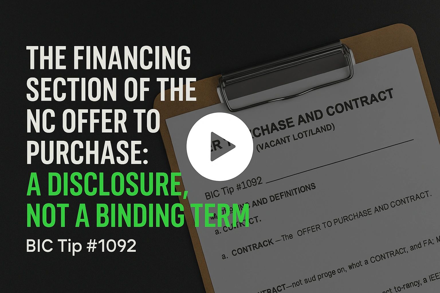 BIC TIP #1092 Financing Terms of the Contract