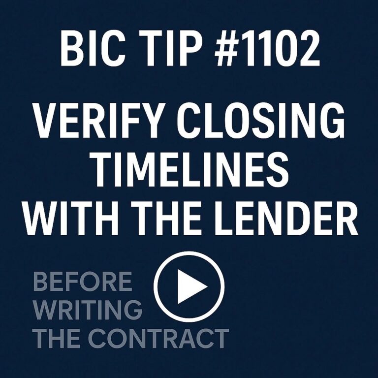 BIC TIP #1102: Verify Closing Timelines With the Lender