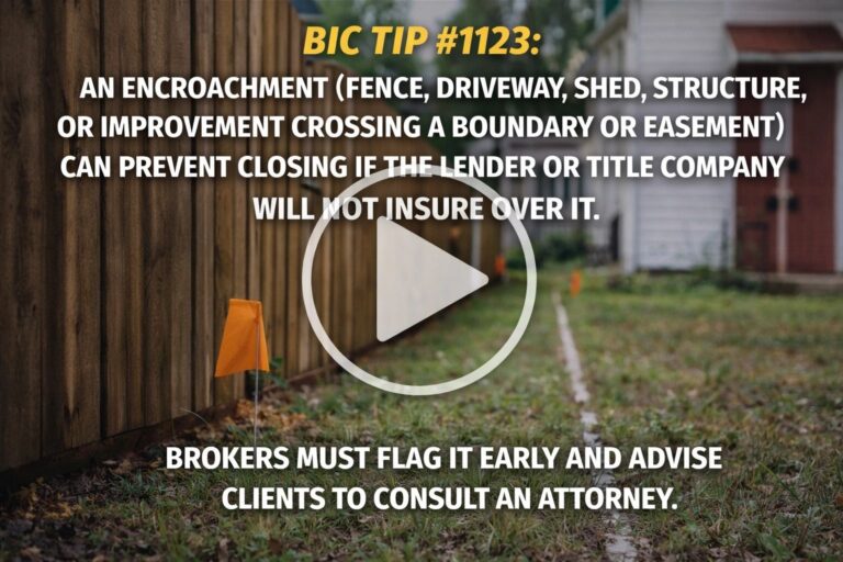 BIC TIP #1123: Encroachments Can Kill a Deal